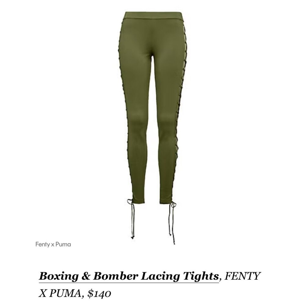 Fenty Puma Rihanna Black Boxing Bomber Lace Up Side Athletic Athleisure Leggings - Picture 2 of 16